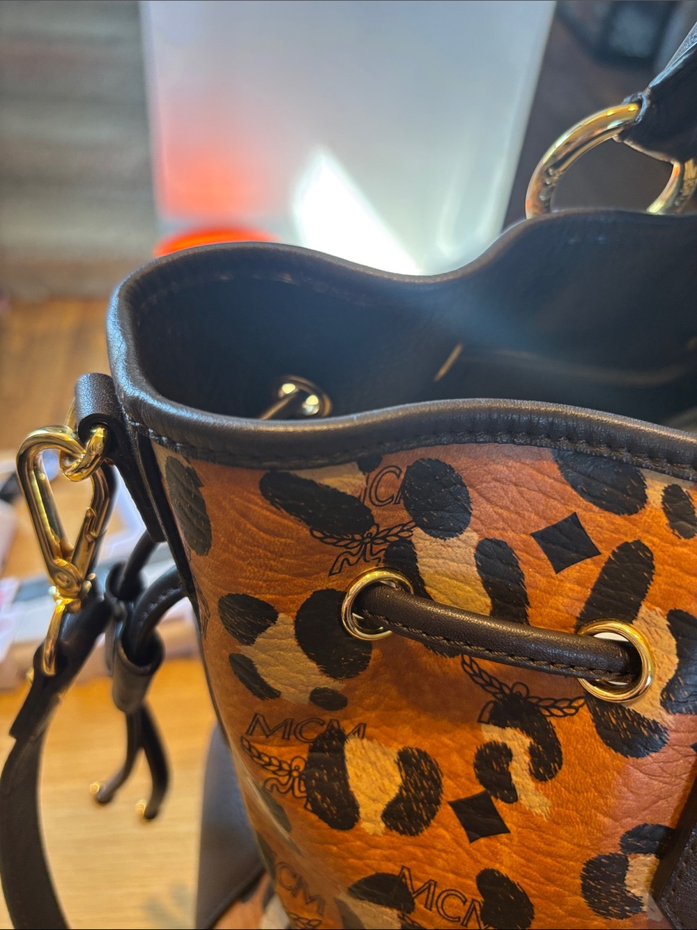 MCM limited Leopard Print Tote Bag in Brown and Black like new condition - Picture 5 of 14